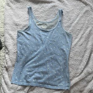 blue flower pattern tank top size s